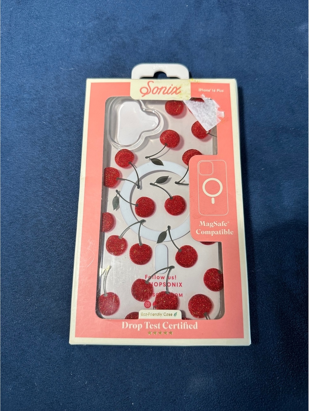 Sonix Clear iPhone 16 Plus Case with Red Cherry Design, MagSafe Compatible, Drop